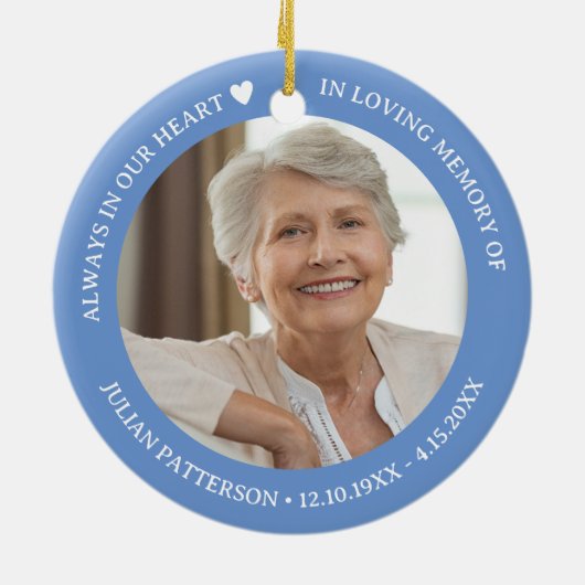 Always in Our Heart Funeral Memorial Photo  Keramisch Ornament (Achterkant)
