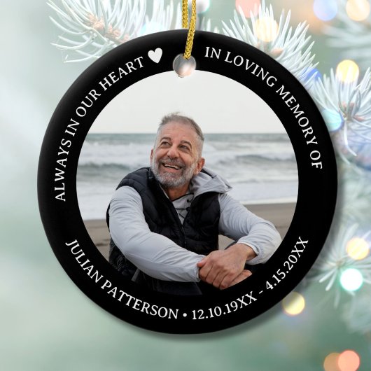Always in Our Hearts Funeral Memorial Photo  Keramisch Ornament