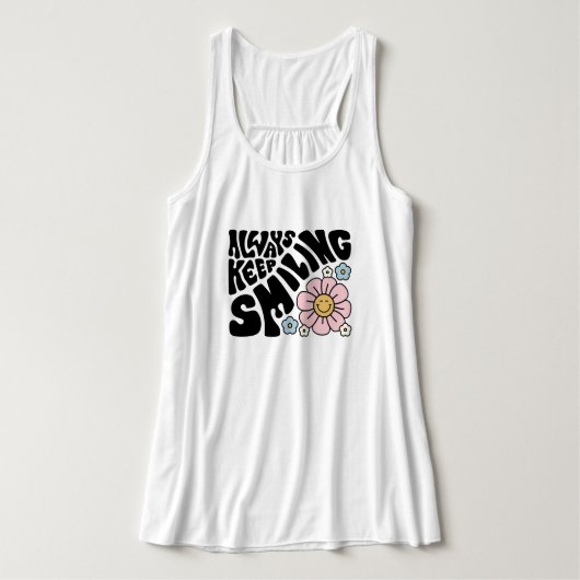 "Always Keep Smiling" Groovy 70s Font Tanktop (Design voorkant)