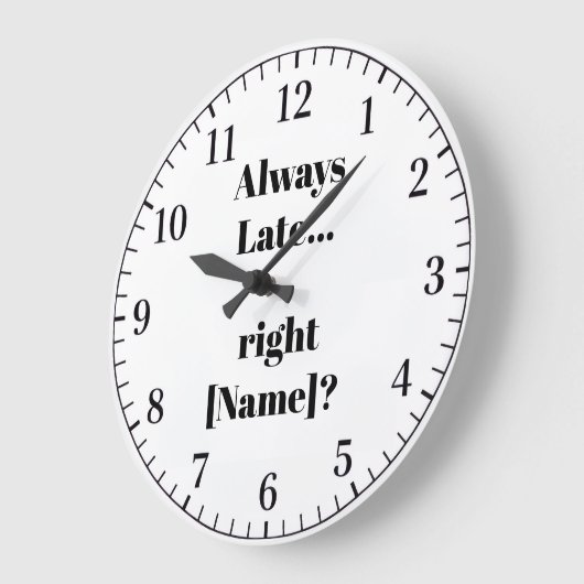Always Late Personalized Wall Clock – Funny Custom Grote Klok (Hoek)