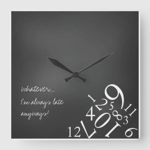 Always Late: Square Wall Clock Vierkante Klok