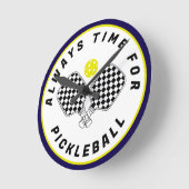 Always Time for Pickleball Paddles Black Olive Ronde Klok (Hoek)