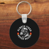 Always Tired Never Broke Funny Monkey (2 Sided)  Sleutelhanger (Voorkant)