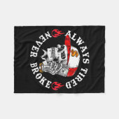 Always Tired Never Broke Funny Skull (on Back)  Fleece Deken (Voorkant (Horizontaal))