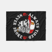 Always Tired Never Broke Funny Skull (on Back) Fleece Deken (Voorkant (Horizontaal))