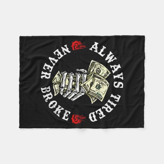 Always Tired Never Broke Skull (on Back)  Fleece Deken (Voorkant (Horizontaal))