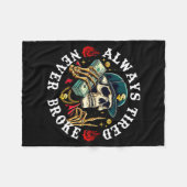 Always Tired Never Broke Skull (on Back) Fleece Deken (Voorkant (Horizontaal))