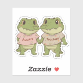 Always Together: Cute Crocodile Couple Sticker