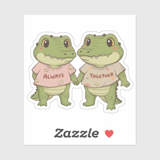 Always Together: Cute Crocodile Couple Sticker (Vel)