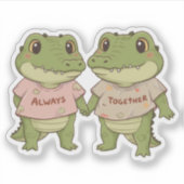Always Together: Cute Crocodile Couple Sticker (Voorkant)