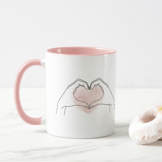 Always You Minimalist Line Art Valentine Mug Mok (Met donut)