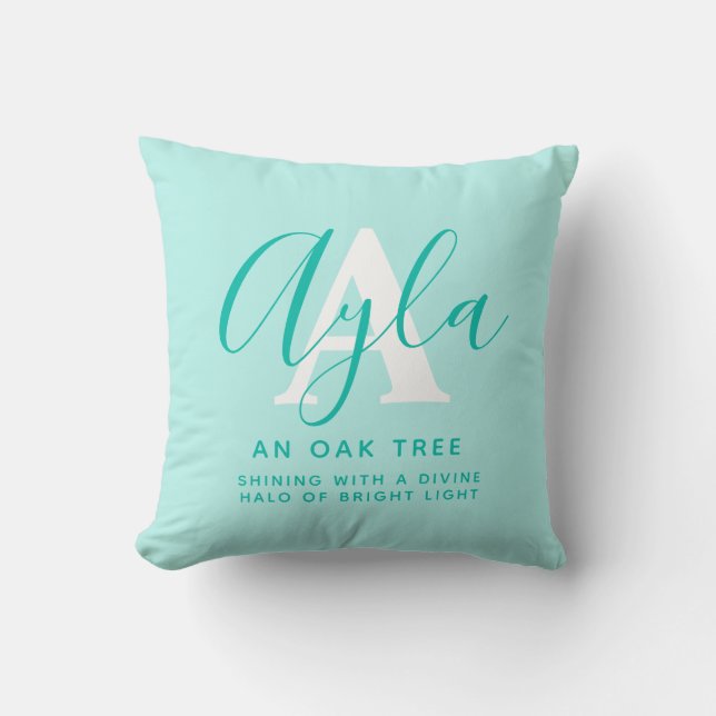 Alya-naam betekent "aqua green letter A Kussen (Voorkant)