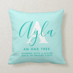 Alya-naam betekent "aqua green letter A Kussen