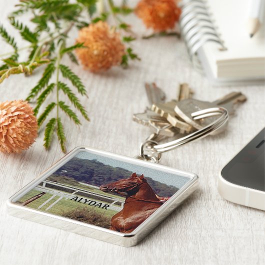 Alydar Belmont Stakes Post Parade 1978 Sleutelhanger (Zijkant)