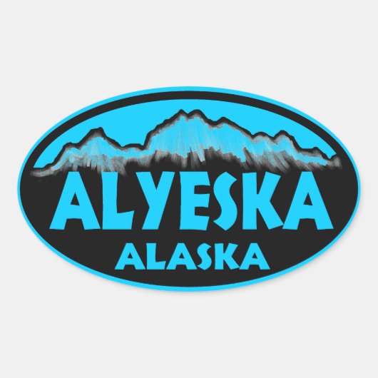 Alyeska Alaska blauw ovale stickers (Voorkant)