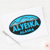 Alyeska Alaska blauw ovale stickers (Envelop)