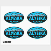 Alyeska Alaska blauw ovale stickers (Vel)