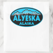 Alyeska Alaska blauw ovale stickers (Tas)