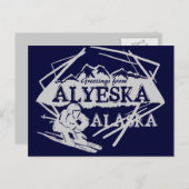 Alyeska Alaska groeten marine skiër briefkaart (Voorkant / Achterkant)