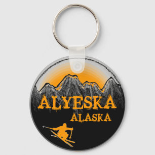 Alyeska Alaska oranje skier sleutelhanger