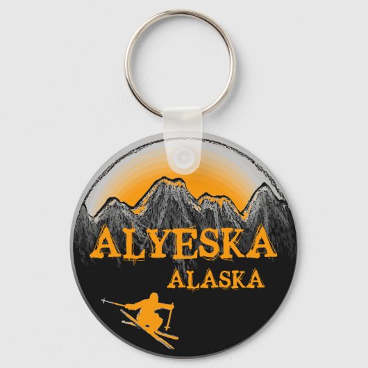 Alyeska Alaska oranje skier sleutelhanger (Voorkant)