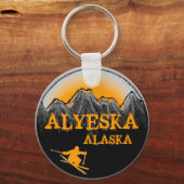 Alyeska Alaska oranje skier sleutelhanger (Voorkant)