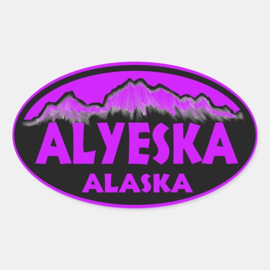 Alyeska Alaska paarse ovale stickers (Voorkant)