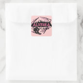 Alyeska Alaska roze skiër stickers (Tas)