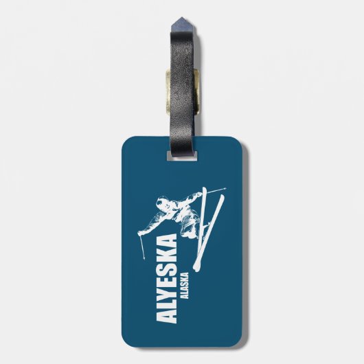 Alyeska Alaska Skier Bagagelabel (Achterkant verticaal)