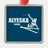 Alyeska Alaska Skier Metalen Ornament (Voorkant)