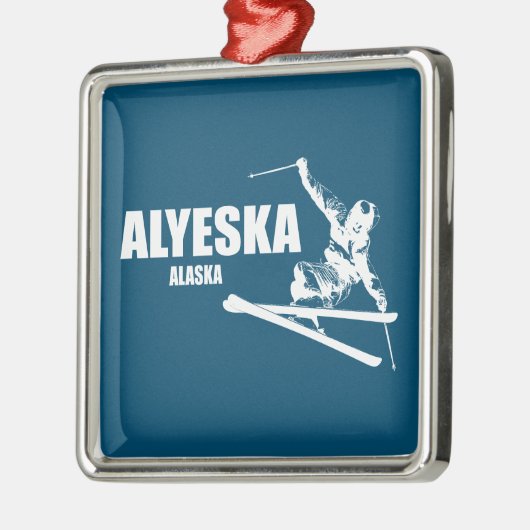 Alyeska Alaska Skier Metalen Ornament (Links)