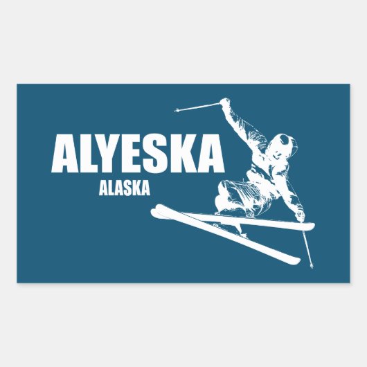 Alyeska Alaska Skier Rechthoekige Sticker (Voorkant)