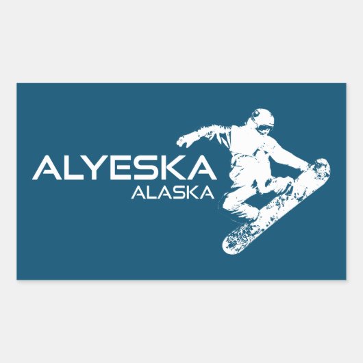 Alyeska Alaska Snowboarder Rechthoekige Sticker (Voorkant)