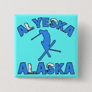 Alyeska, Alaska Vierkante Button 5,1 Cm