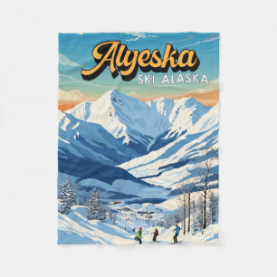 Alyeska Alaska Winter Reizen Kunst Vintage Fleece Deken