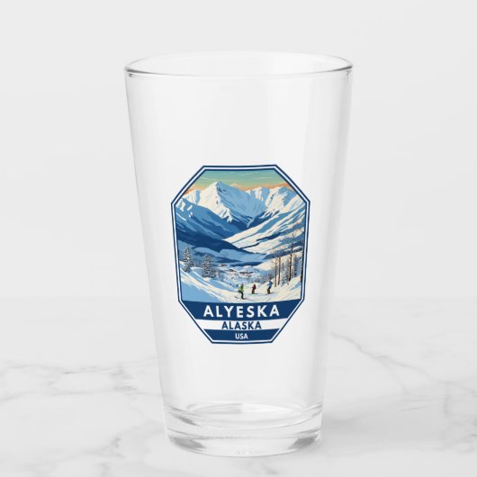 Alyeska Alaska Winter Reizen Kunst Vintage Glas (Voorkant)