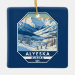Alyeska Alaska Winter Reizen Kunst Vintage Keramisch Ornament<br><div class="desc">Alyeska Winter kunstontwerp met het winterlandschap.</div>