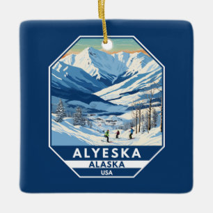 Alyeska Alaska Winter Reizen Kunst Vintage Keramisch Ornament