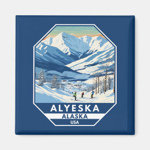 Alyeska Alaska Winter Reizen Kunst Vintage Magneet