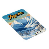 Alyeska Alaska Winter Reizen Kunst Vintage Magneet (Rechterzijde)