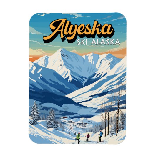 Alyeska Alaska Winter Reizen Kunst Vintage Magneet (Verticaal)