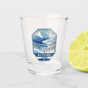 Alyeska Alaska Winter Reizen Kunst Vintage Shot Glas
