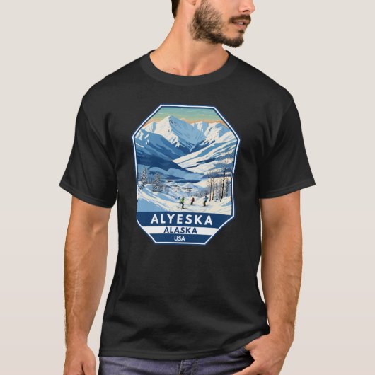 Alyeska Alaska Winter Reizen Kunst Vintage T-shirt (Voorkant)