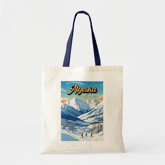 Alyeska Alaska Winter Reizen Kunst Vintage Tote Bag (Voorkant)