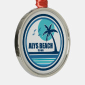 Alys Beach Fort Walton Palm Tree Vogels Metalen Ornament (Rechts)