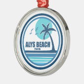 Alys Beach Fort Walton Palm Tree Vogels Metalen Ornament (Links)