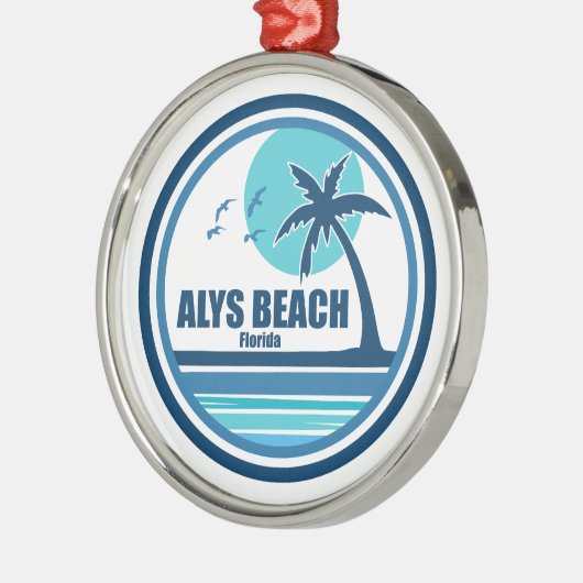 Alys Beach Fort Walton Palm Tree Vogels Metalen Ornament (Links)