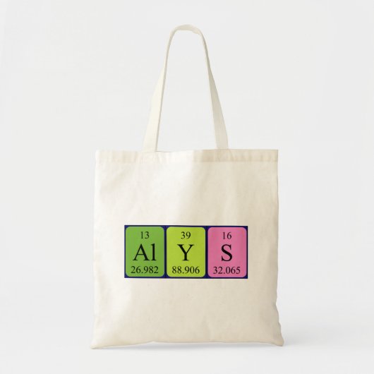 Alys periodieke canvas tas van de lijstnaam (Voorkant)