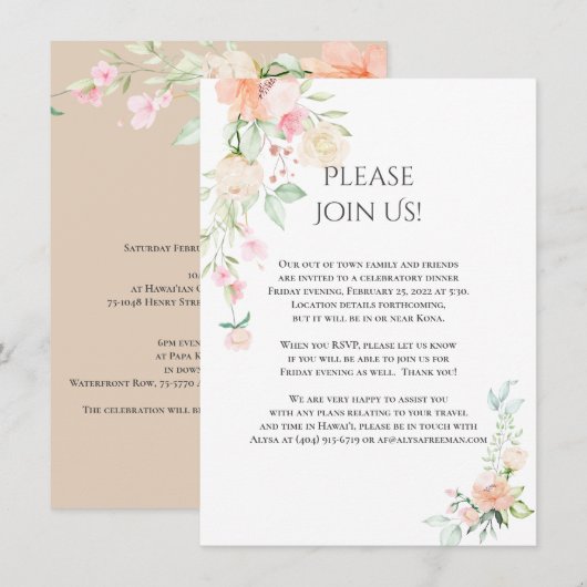 Alysa - Details Waterverf Lente Bloesems Kaart (Voorkant / Achterkant)