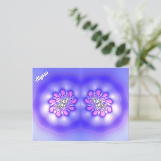 ALYSSA ~ 3D Fractal Design ~ Roze Blue Mauve ~ Briefkaart (Staand voorkant)